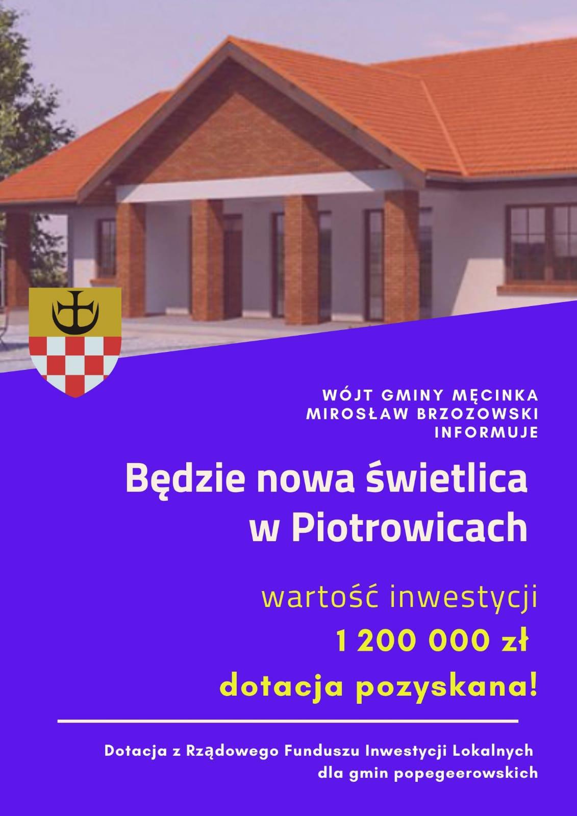 Męcinka dostała 900 tysięcy na budowę świetlicy w Piotrowicach