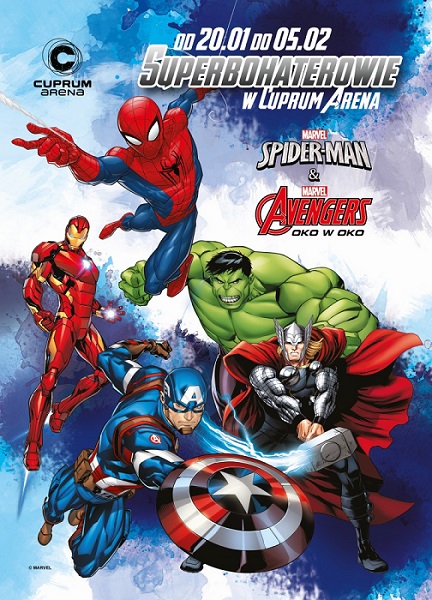 Spider-Man, Hulk, Kapitan Ameryka i Thor w Cuprum Arena