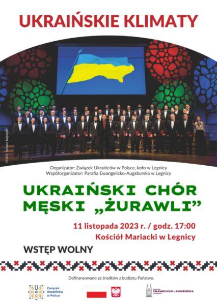 Zaproszenie na występ ukraińskiego chóru męskiego "Żurawli"