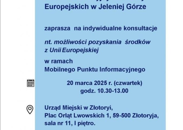 Mobilny punkt informacyjny Funduszy Europejskich w Złotoryi