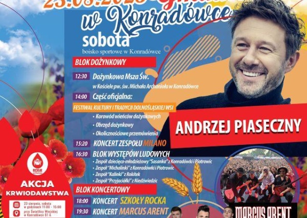 Wójt Gminy Chojnów zaprasza na Dożynki Gminne w Konradówce