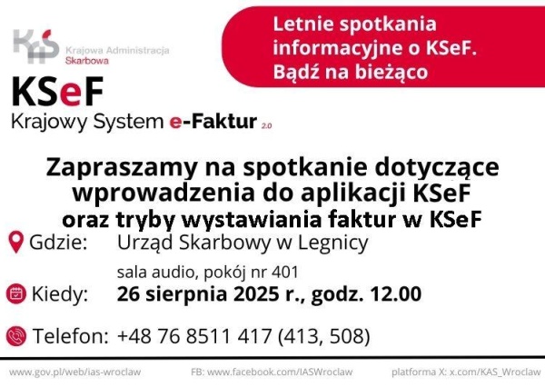 Urząd Skarbowy organizuje spotkanie w sprawie KSeF. Warto przyjść !