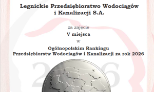 Legnickie Wodociągi na 5. miejscu w ogólnopolskim rankingu
