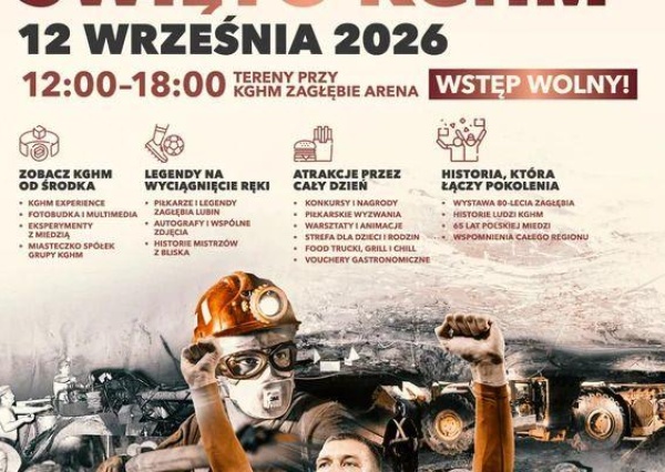 Święto KGHM 12 września w Lubinie. Polska Miedź zaprasza pracowników i mieszkańców regionu