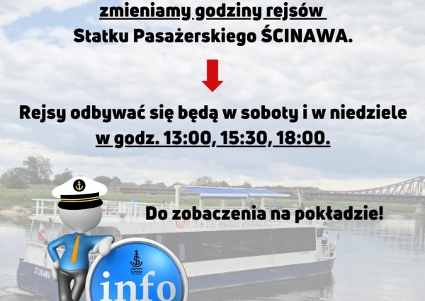 Rejsy „ŚCINAWĄ” – nowe godziny