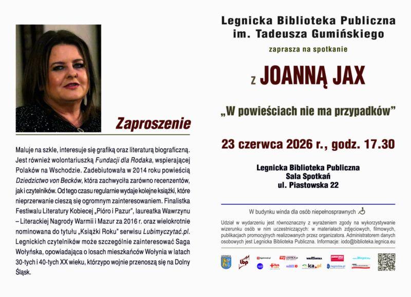 Zapraszamy na spotkanie autorskie z Joanną Jax