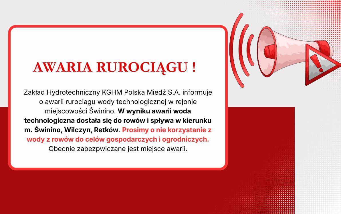 Pękł rurociąg KGHM. Woda technologiczna zalała rowy, mieszkańcy otrzymali pilny komunikat