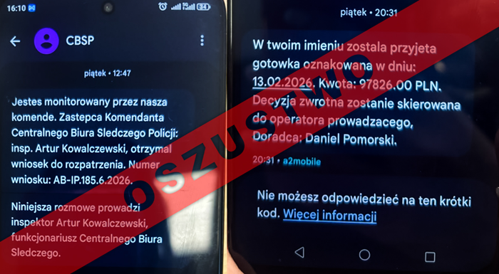 Uwaga na fałszywe SMS-y rzekomo od CBŚp