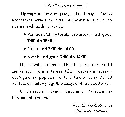 Urząd Gminy wraca do dawnego rytmu pracy