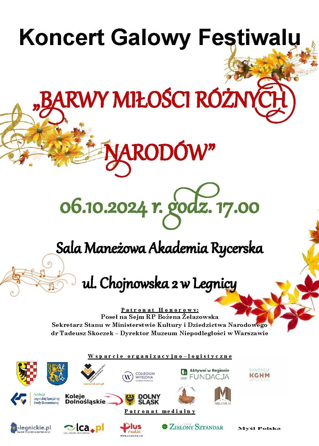 Zapraszamy na Koncert Galowy XIII Festiwalu „Barwy Miłości Różnych Narodów”