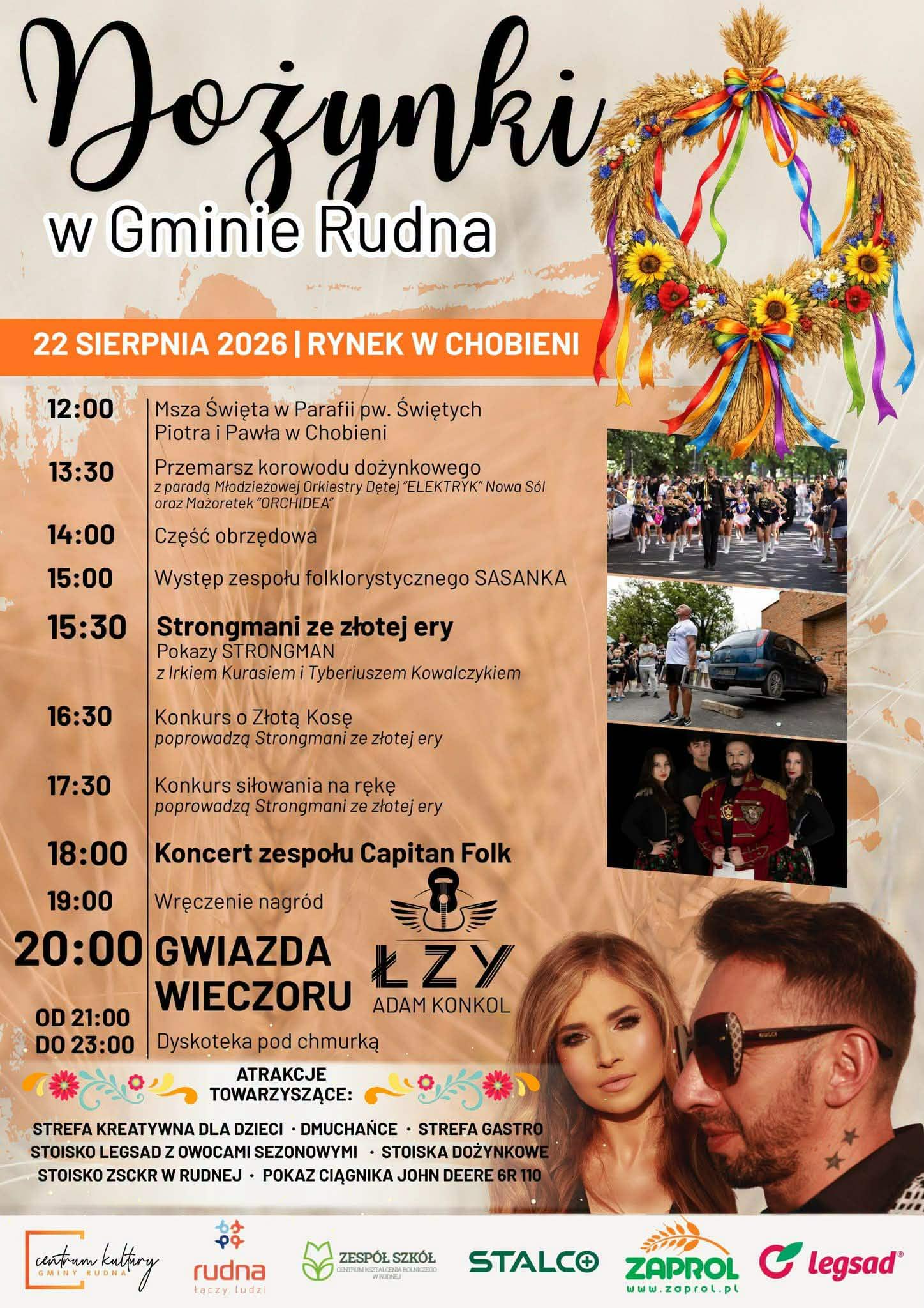 Łzy zagrają w Chobieni! Dożynki Gminy Rudna zapowiadają się na wielkie święto regionu