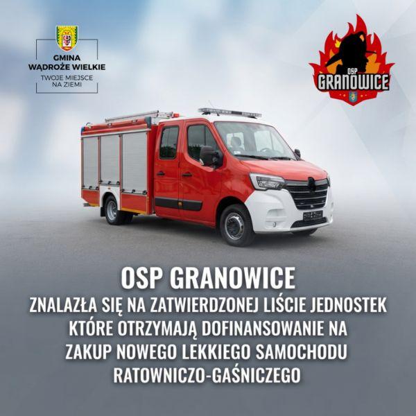 OSP Granowice z dofinansowaniem na nowy samochód ratowniczo-gaśniczy