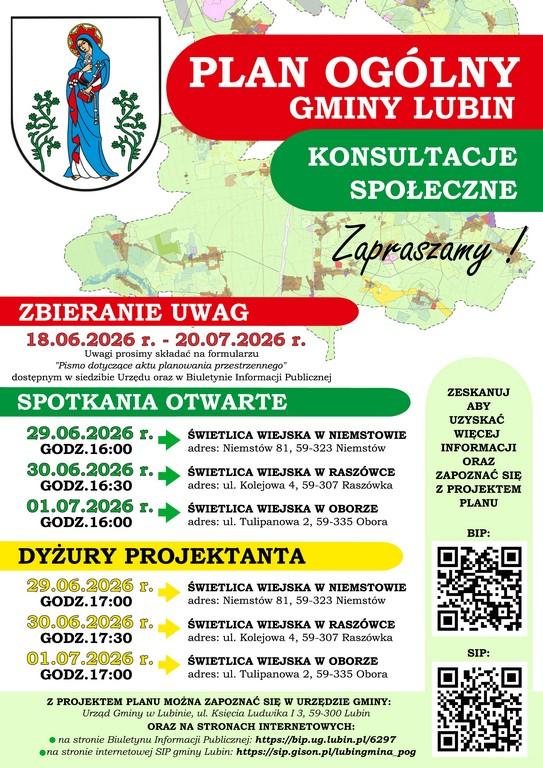 Konsultacje społeczne projektu planu ogólnego gminy Lubin