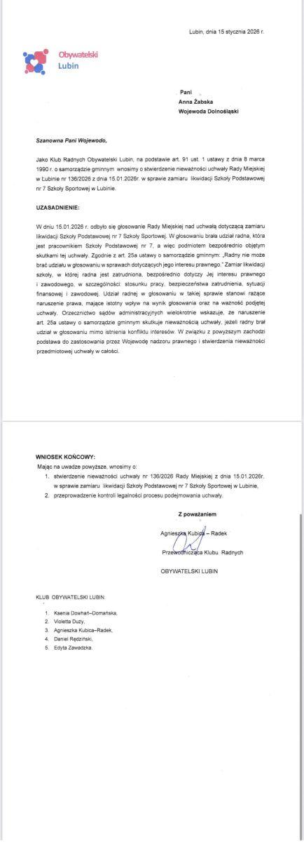 To nie koniec boju o szkołę w Lubinie! Była sesja, jest dogrywka...