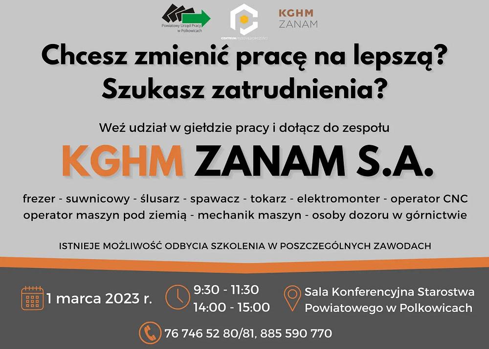 KGHM ZANAM organizuje giełdę pracy