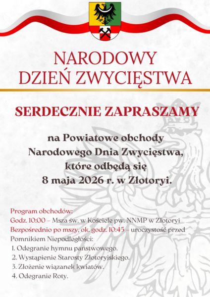 Starosta Rafał Miara zaprasza na uroczystości Narodowego Dnia Zwycięstwa 