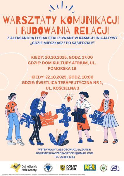 Bezpłatne warsztaty komunikacji i budowania relacji w ramach projektu „Gdzie mieszkasz? Po sąsiedzku!”