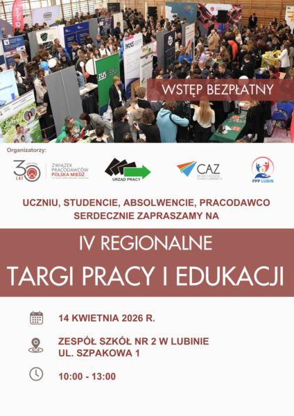 Już niebawem 4.Regionalne Targi Pracy i Edukacji w Lubinie !