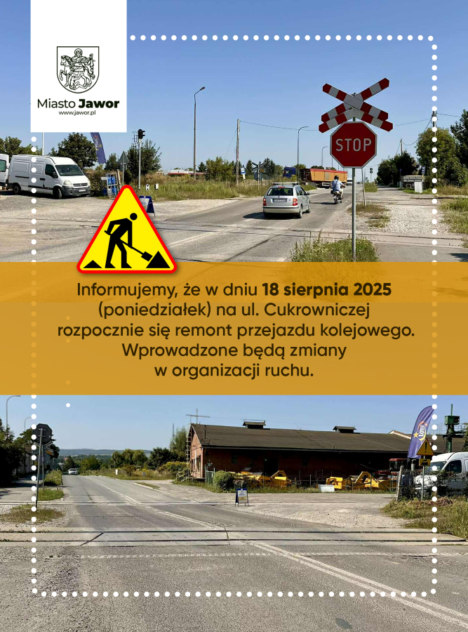Remont przejazdu kolejowego na Cukrowniczej w Jaworze